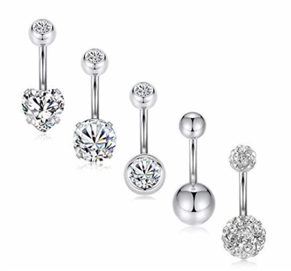 Belly Button Rings Belly Bar Navel Piercings Surgical Stainless Steel Rings for Women Jewelry