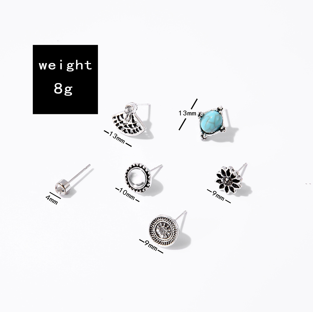 6 Pairs Women's Earring Set Stud Earring for girl SE9411
