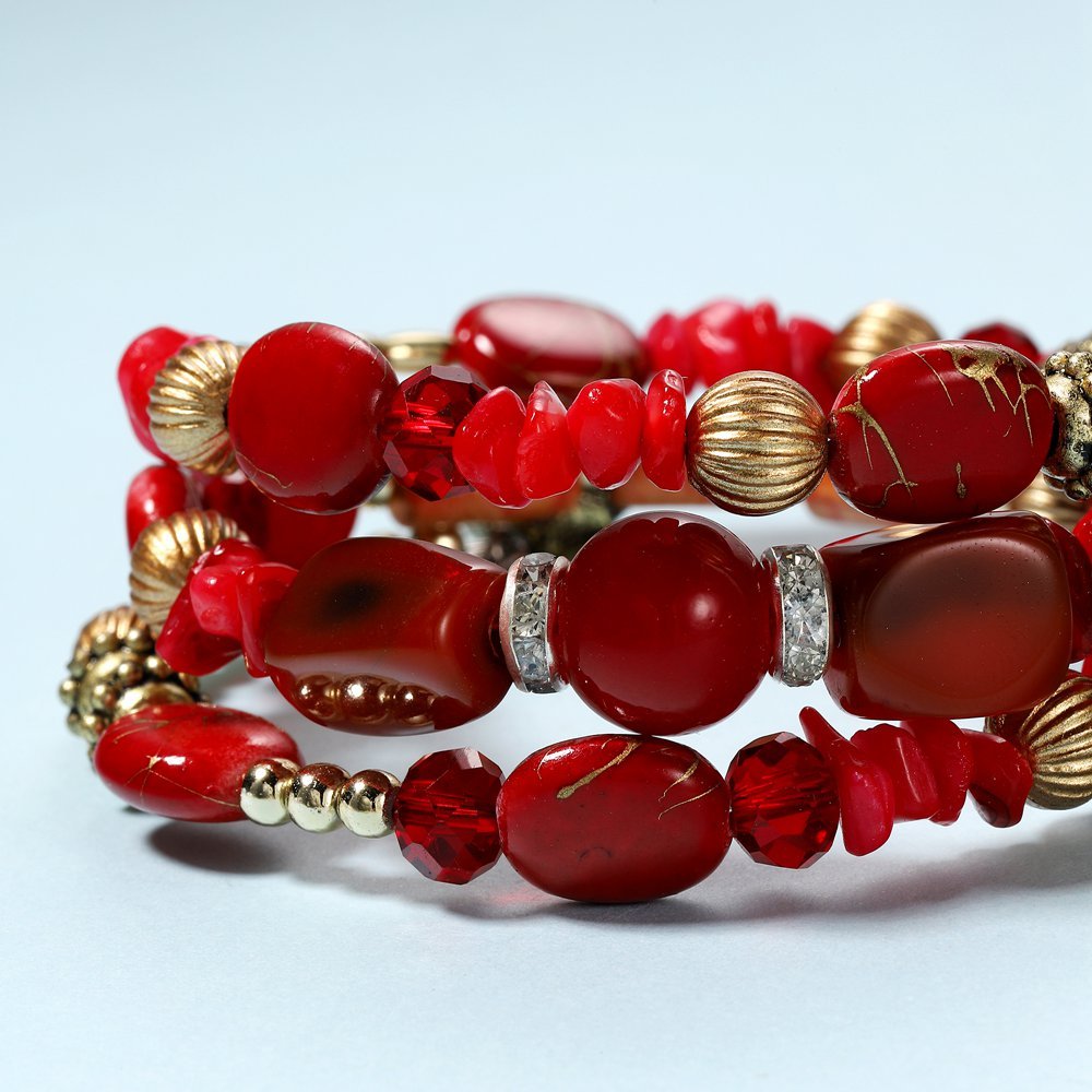 Bohemian Mix Bead Multi Layer Versatile Statement Bracelets Bangles Sparkly Crystal