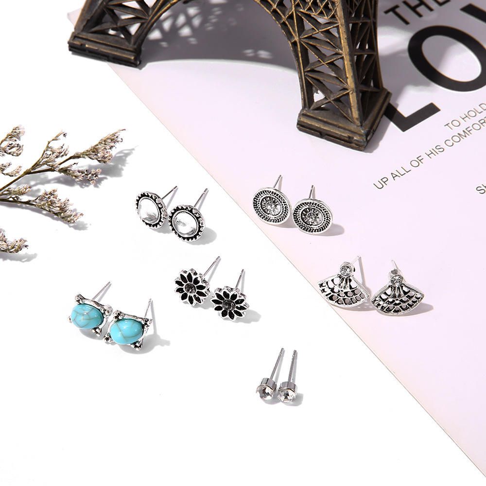 6 Pairs Women's Earring Set Stud Earring for girl SE9411