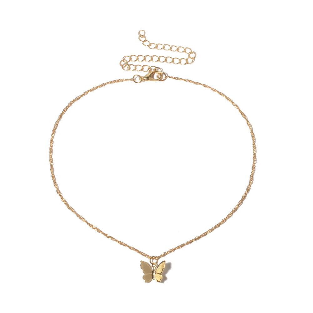 Butterfly Necklace Earrings Set Chain Necklace Charm Huggie Hoop Cute Earrings Dainty Butterfly Jewelry for Women Girls