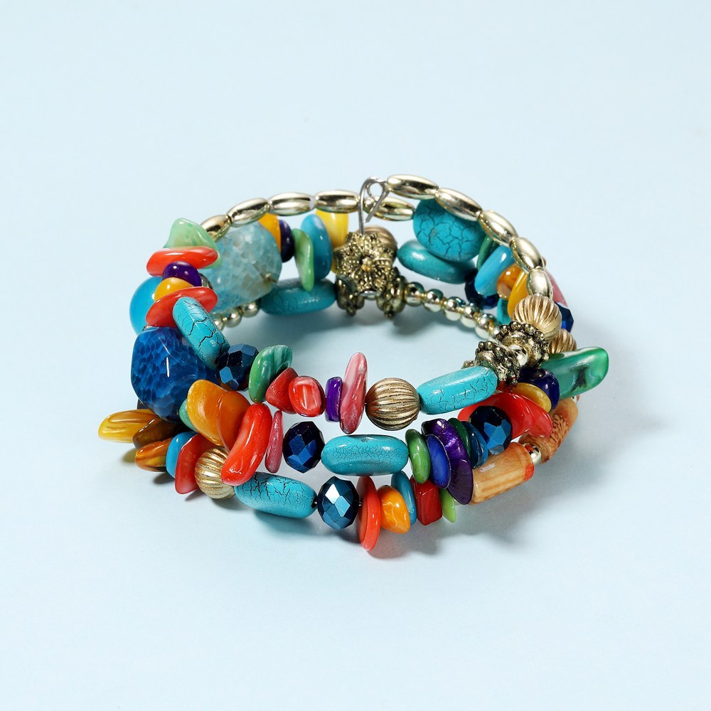 Bohemian Mix Bead Multi Layer Versatile Statement Bracelets Bangles Sparkly Crystal