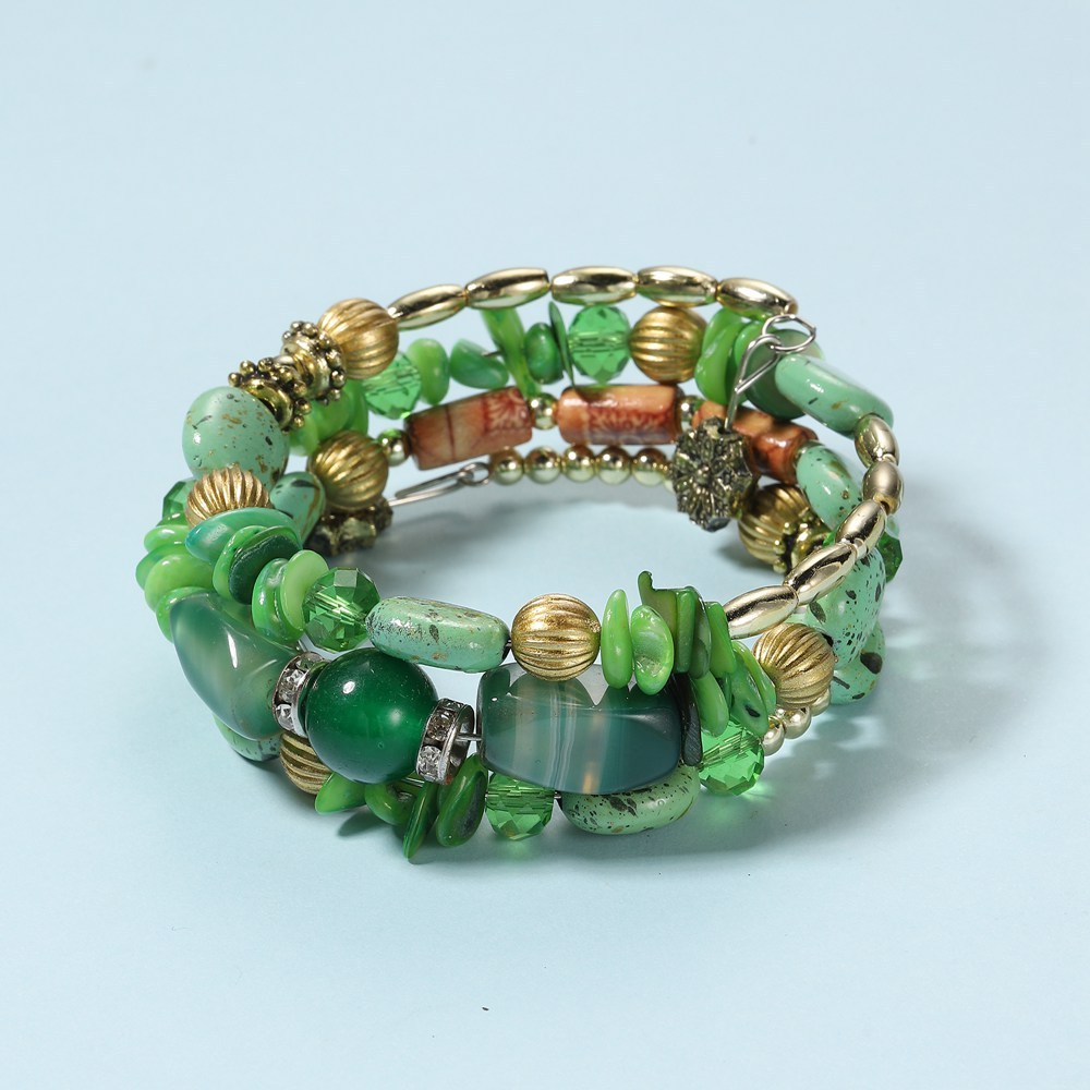 Bohemian Mix Bead Multi Layer Versatile Statement Bracelets Bangles Sparkly Crystal