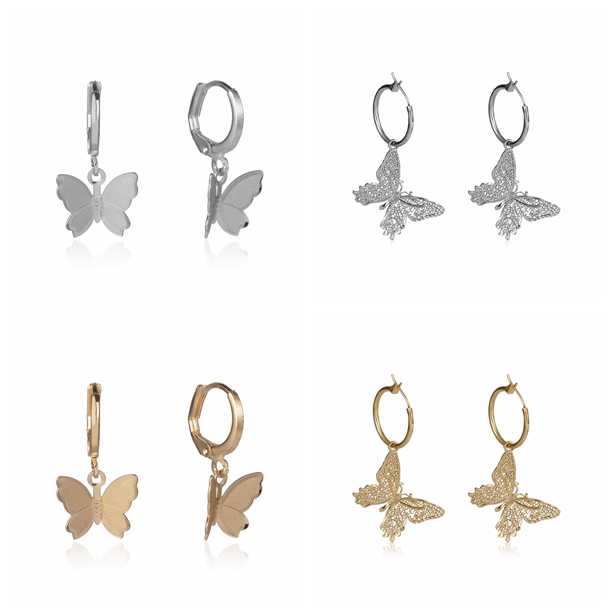 Butterfly Necklace Earrings Set Chain Necklace Charm Huggie Hoop Cute Earrings Dainty Butterfly Jewelry for Women Girls