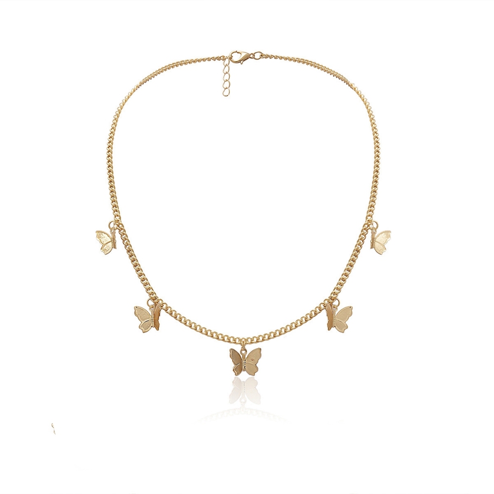 Butterfly Necklace Earrings Set Chain Necklace Charm Huggie Hoop Cute Earrings Dainty Butterfly Jewelry for Women Girls