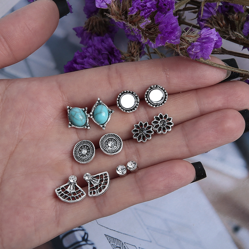 6 Pairs Women's Earring Set Stud Earring for girl SE9411