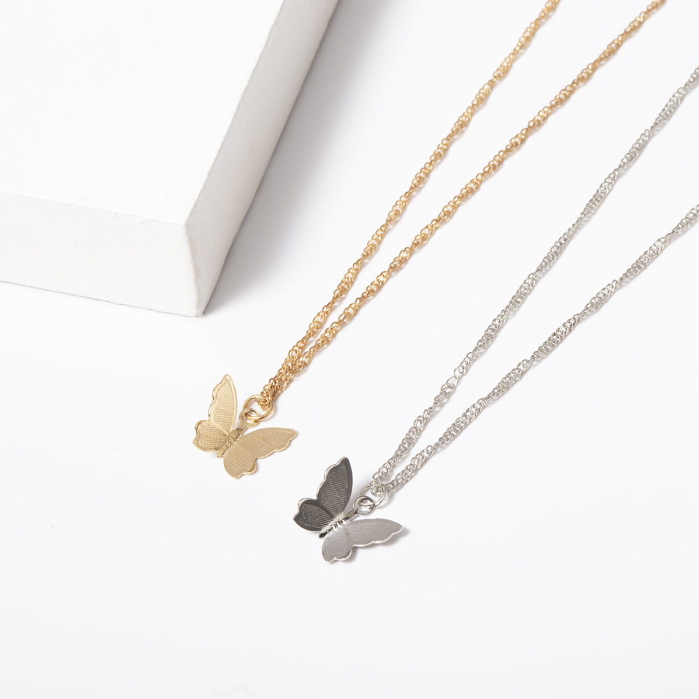 Butterfly Necklace Earrings Set Chain Necklace Charm Huggie Hoop Cute Earrings Dainty Butterfly Jewelry for Women Girls