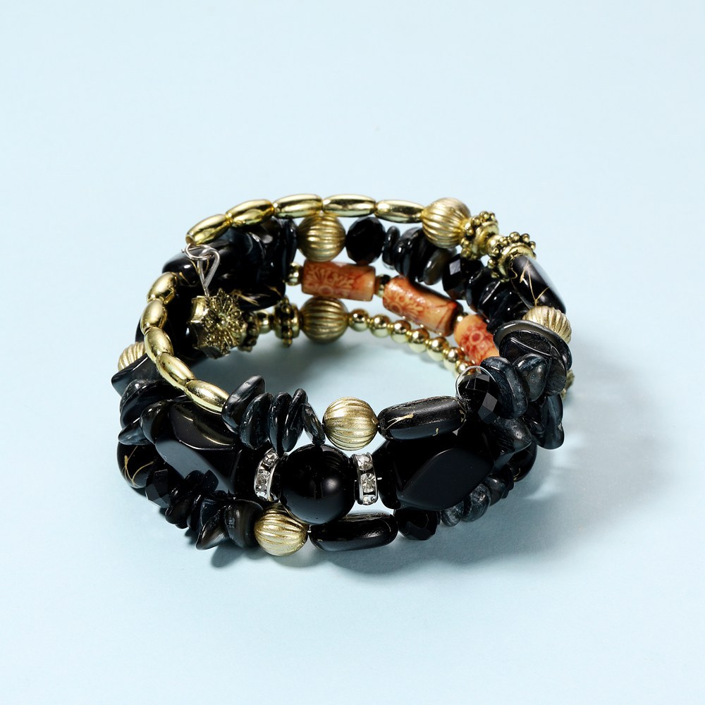 Bohemian Mix Bead Multi Layer Versatile Statement Bracelets Bangles Sparkly Crystal