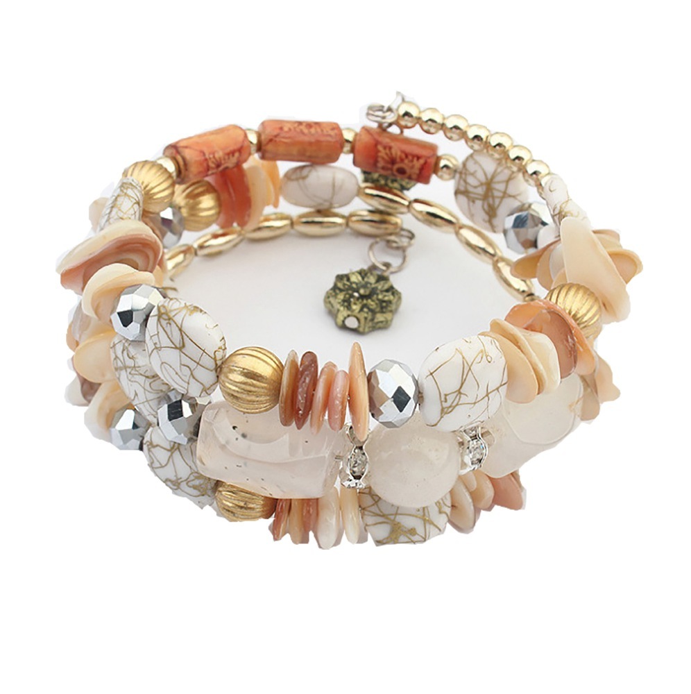 Bohemian Mix Bead Multi Layer Versatile Statement Bracelets Bangles Sparkly Crystal