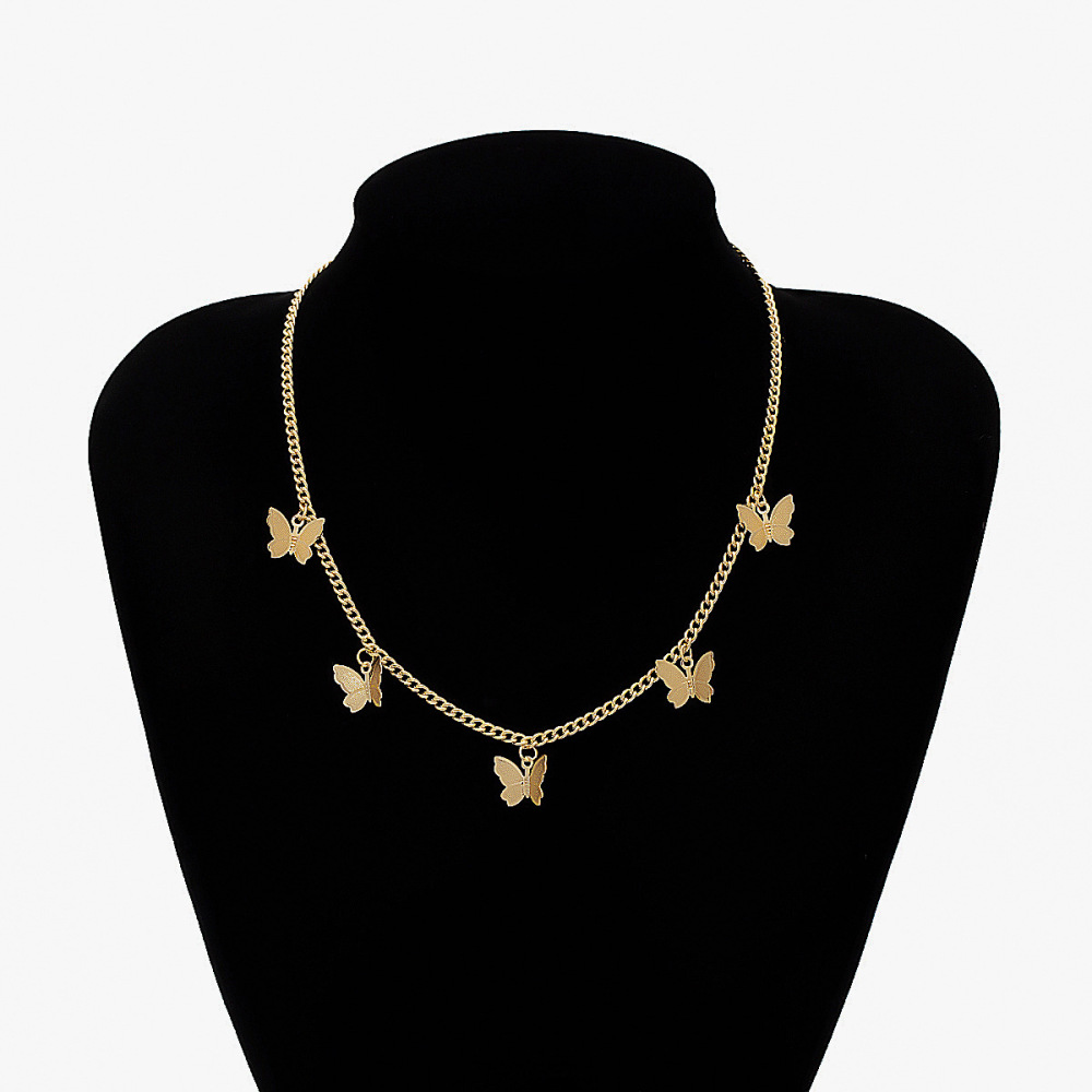 Butterfly Necklace Earrings Set Chain Necklace Charm Huggie Hoop Cute Earrings Dainty Butterfly Jewelry for Women Girls