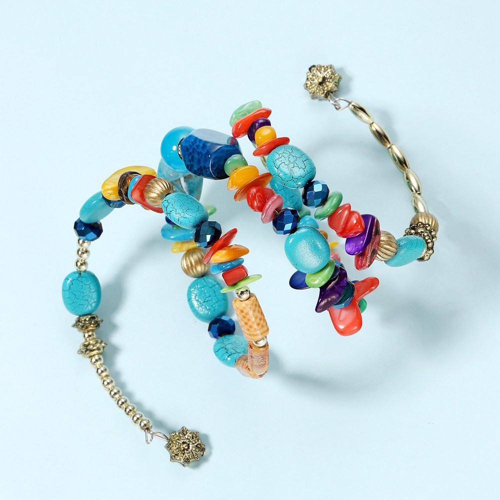 Bohemian Mix Bead Multi Layer Versatile Statement Bracelets Bangles Sparkly Crystal