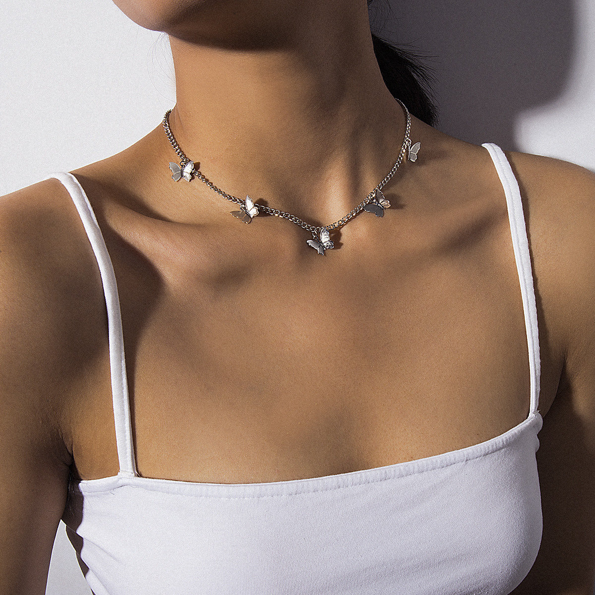 Butterfly Necklace Earrings Set Chain Necklace Charm Huggie Hoop Cute Earrings Dainty Butterfly Jewelry for Women Girls