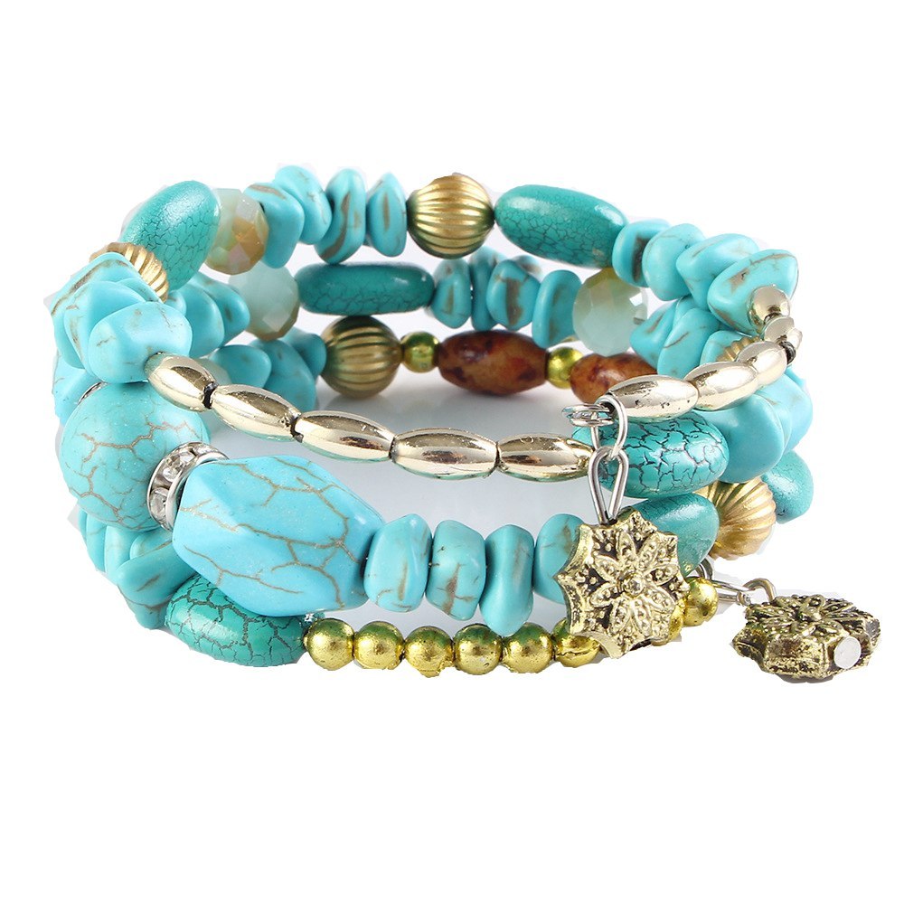 Bohemian Mix Bead Multi Layer Versatile Statement Bracelets Bangles Sparkly Crystal