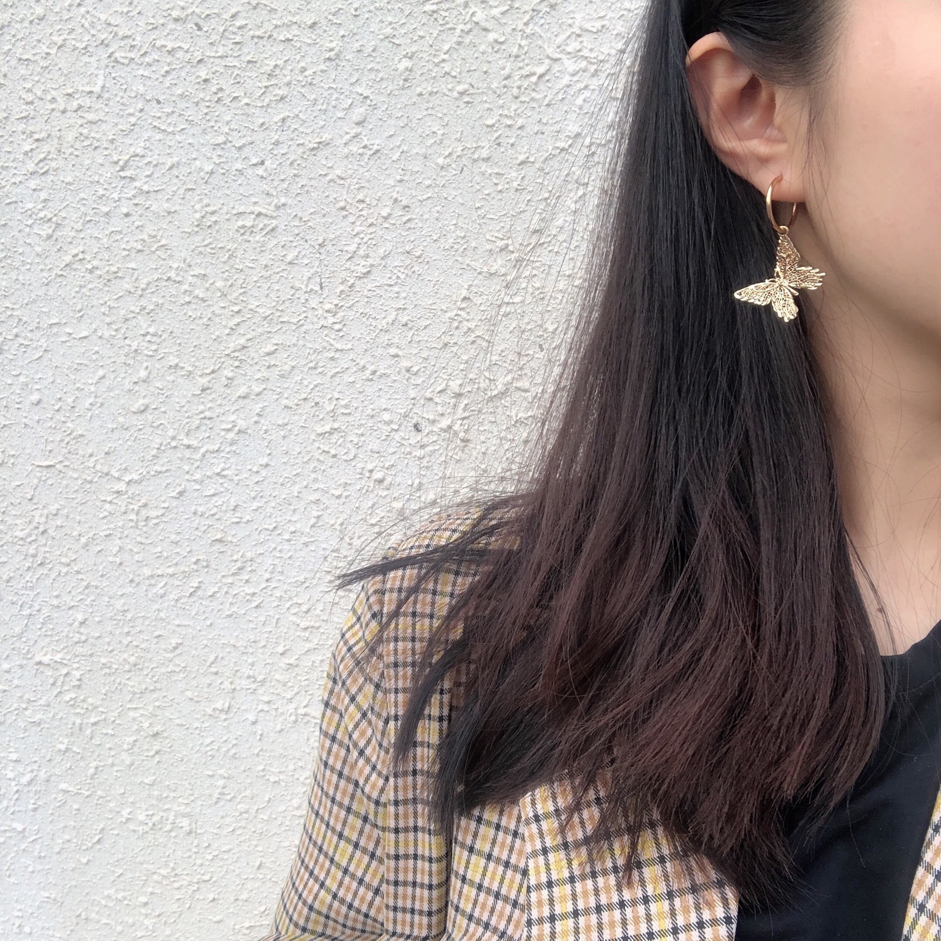 Butterfly Tassel Earrings Silver Cuff Cubic Zirconia Crawler Stud Chain Crystals Earrings Set for Women
