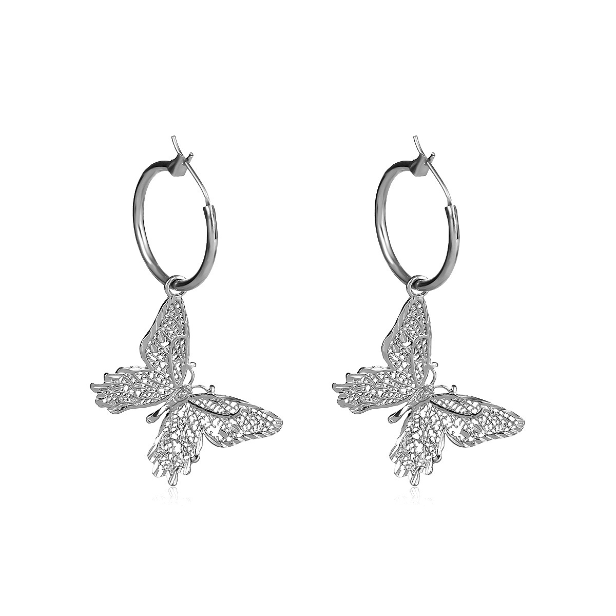 Butterfly Tassel Earrings Silver Cuff Cubic Zirconia Crawler Stud Chain Crystals Earrings Set for Women