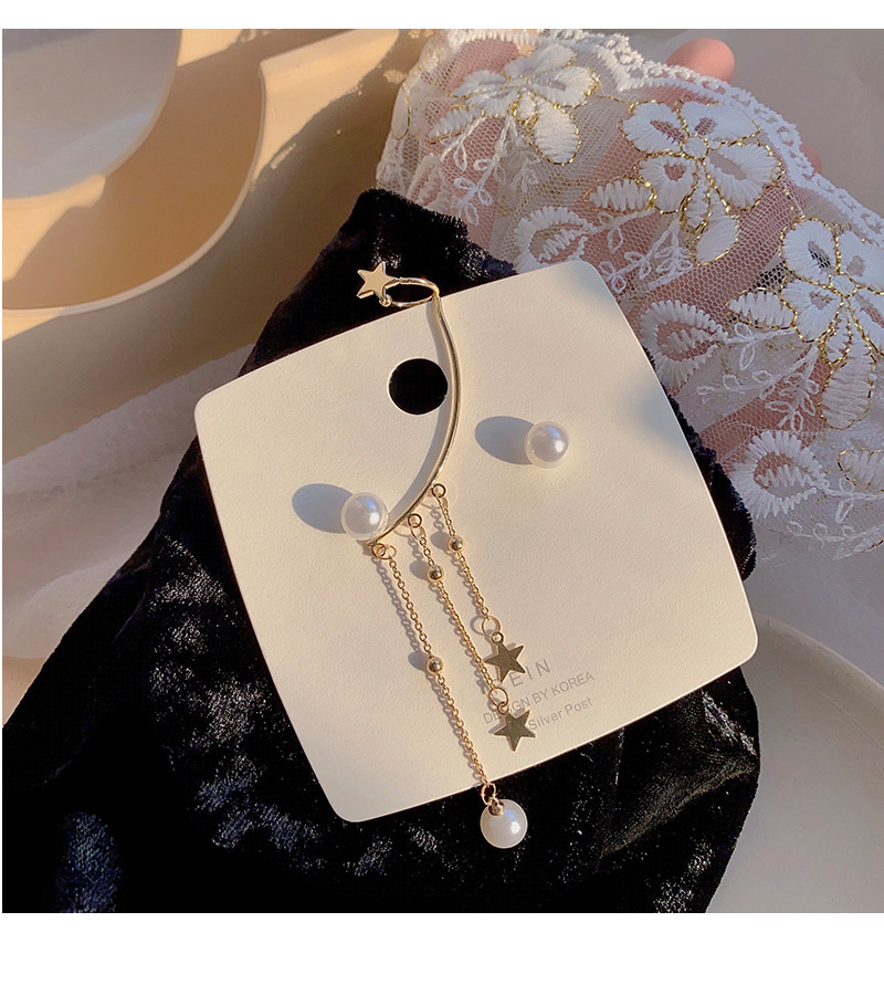 Butterfly Tassel Earrings Silver Cuff Cubic Zirconia Crawler Stud Chain Crystals Earrings Set for Women