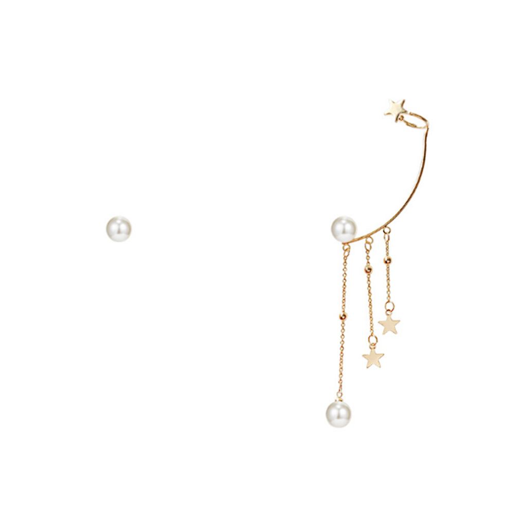 Butterfly Tassel Earrings Silver Cuff Cubic Zirconia Crawler Stud Chain Crystals Earrings Set for Women