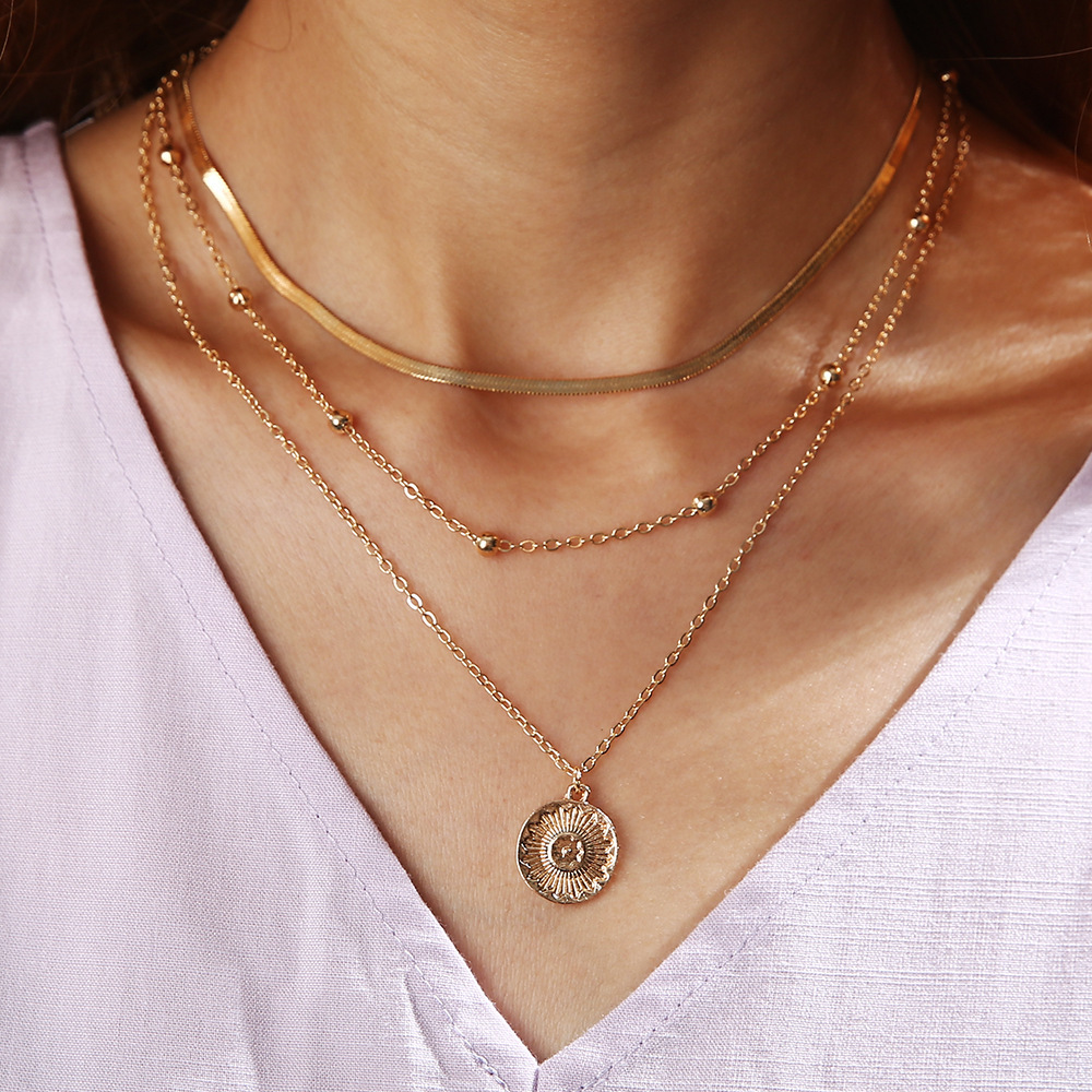 Layered Necklace Pendant Handmade Long Necklace for Women