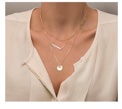 Layered Necklace Pendant Handmade Long Necklace for Women Gold Chain