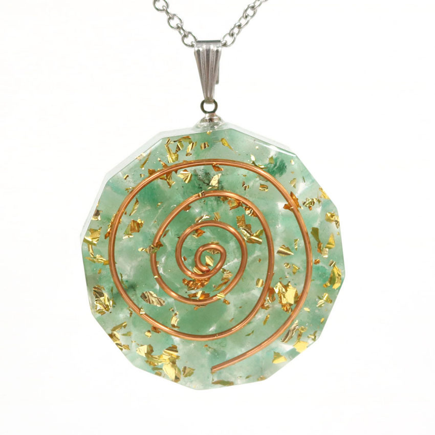 Handmade Chip Stone Round Coin Pendant Necklace for Women Men Gemstone & Crystal Column Pendants Jewelry SN0863