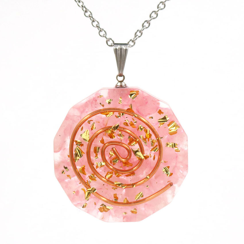 Handmade Chip Stone Round Coin Pendant Necklace for Women Men Gemstone & Crystal Column Pendants Jewelry SN0863