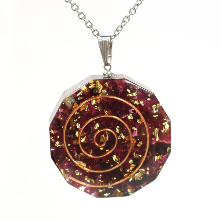 Handmade Chip Stone Round Coin Pendant Necklace for Women Men Gemstone & Crystal Column Pendants Jewelry SN0863