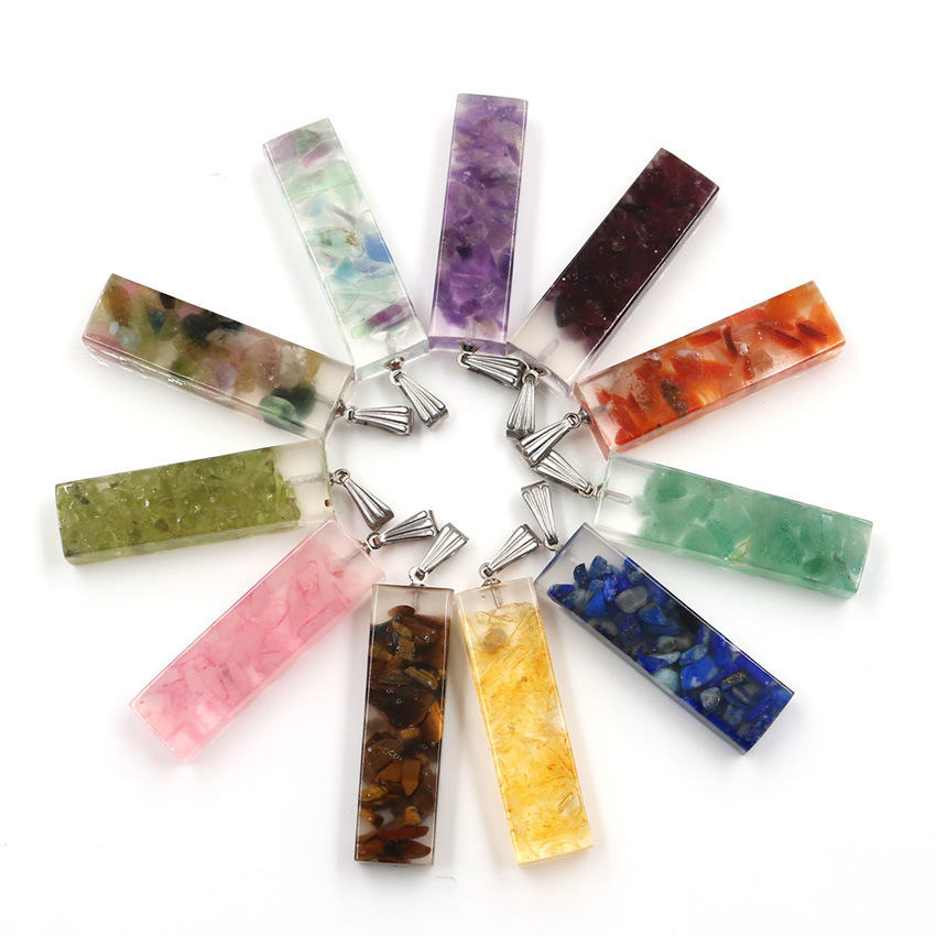Handmade Chip Stone Prism Pendant Necklace for Women Men Gemstone & Crystal Column Pendants Jewelry SN0862