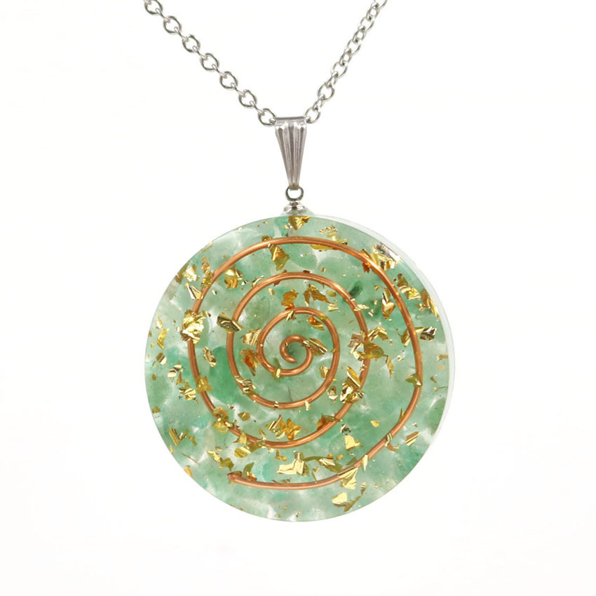 Handmade Chip Stone Round Coin Pendant Necklace for Women Men Gemstone & Crystal Column Pendants Jewelry SN0863