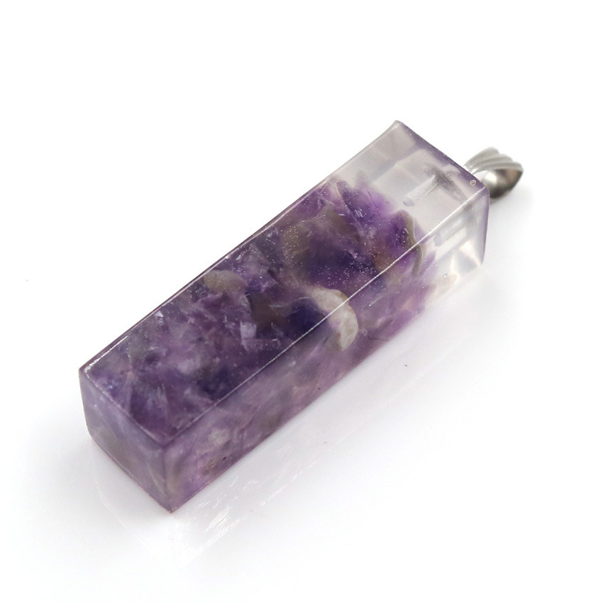 Handmade Chip Stone Prism Pendant Necklace for Women Men Gemstone & Crystal Column Pendants Jewelry SN0861