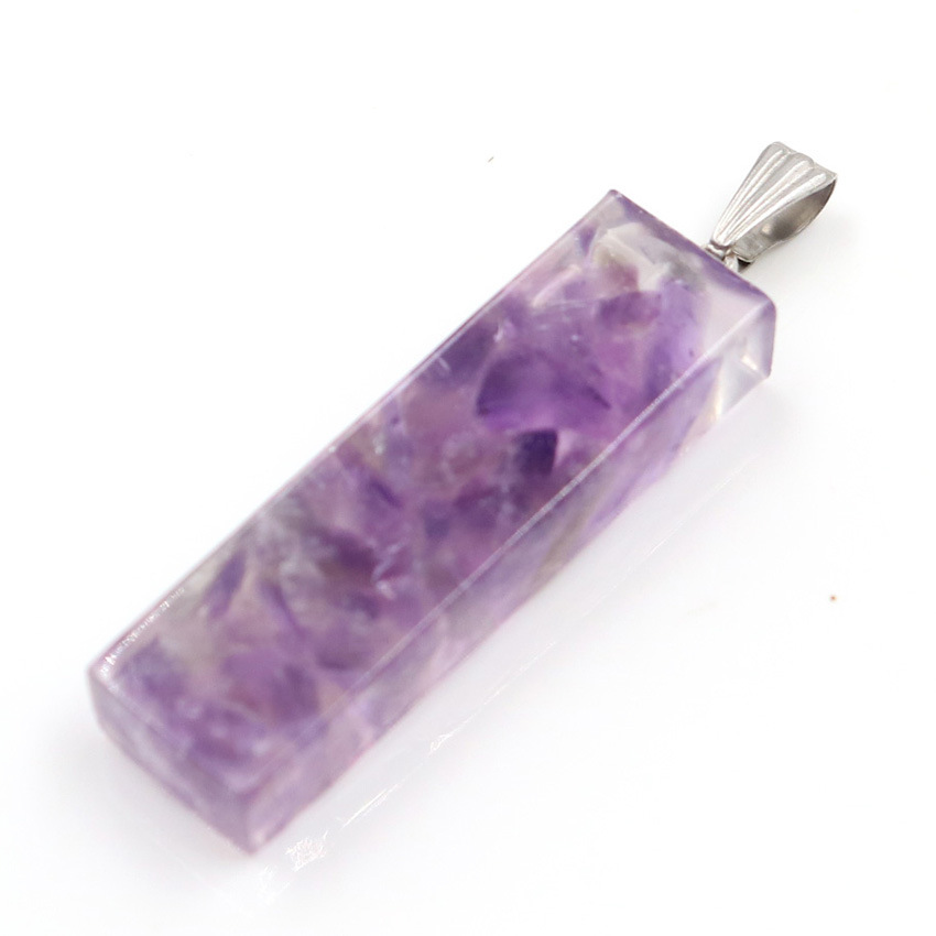 Handmade Chip Stone Prism Pendant Necklace for Women Men Gemstone & Crystal Column Pendants Jewelry SN0862