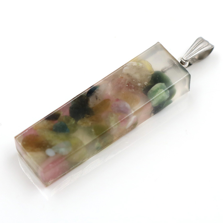Handmade Chip Stone Prism Pendant Necklace for Women Men Gemstone & Crystal Column Pendants Jewelry SN0862