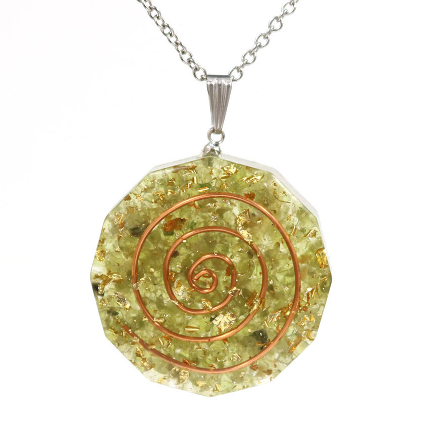 Handmade Chip Stone Round Coin Pendant Necklace for Women Men Gemstone & Crystal Column Pendants Jewelry SN0863