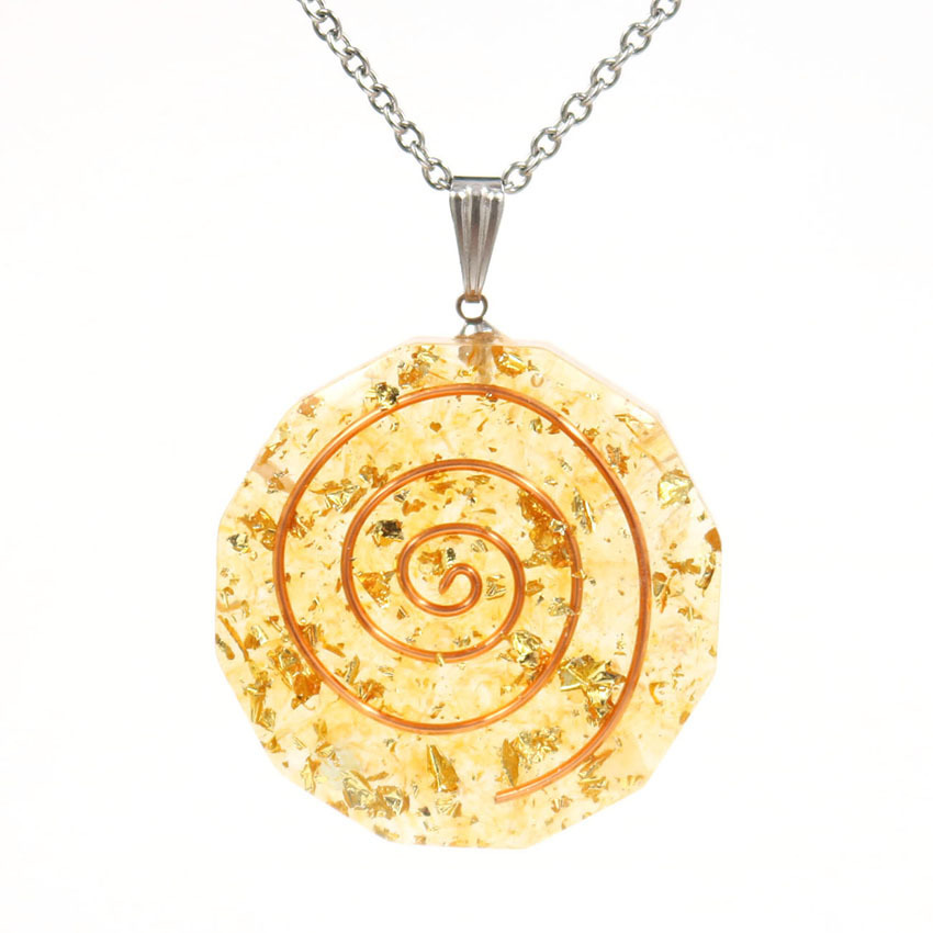 Handmade Chip Stone Round Coin Pendant Necklace for Women Men Gemstone & Crystal Column Pendants Jewelry SN0863