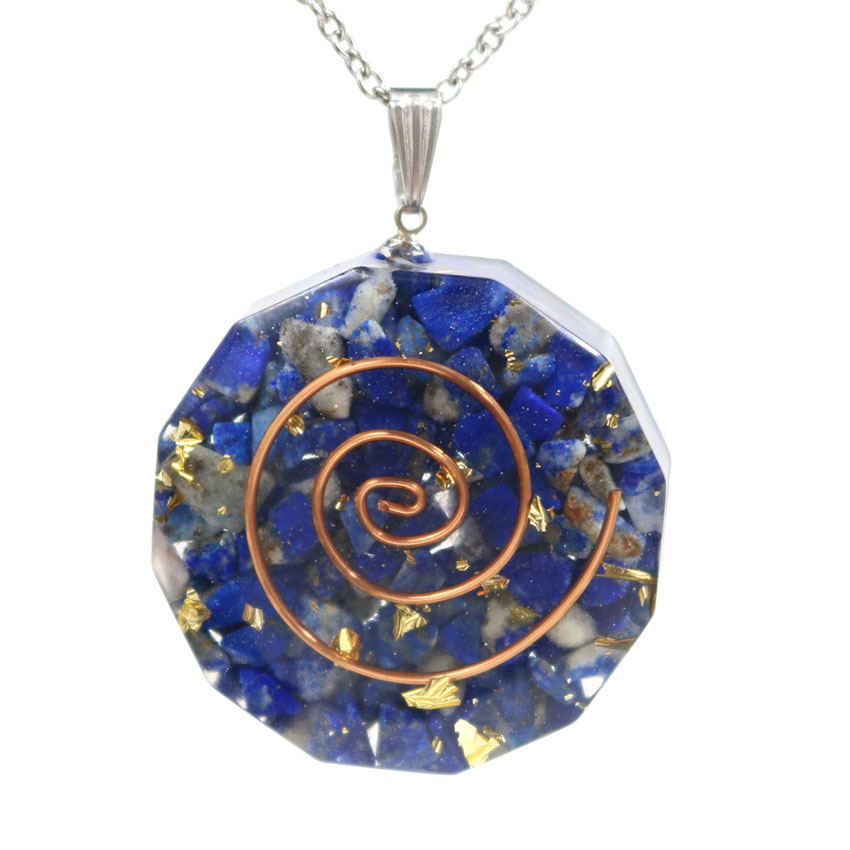 Handmade Chip Stone Round Coin Pendant Necklace for Women Men Gemstone & Crystal Column Pendants Jewelry SN0863