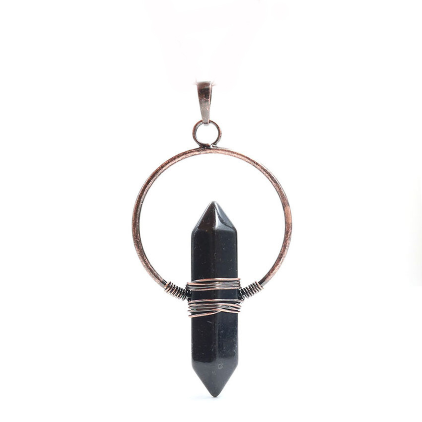 Natural Stone Hexagonal Prism Healing Point Reiki Natural Gem Quartz Necklace Pendants Jewelry