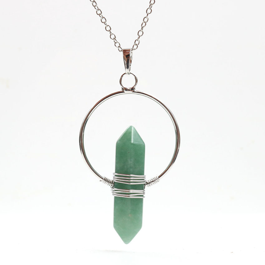 Natural Stone Hexagonal Prism Healing Point Reiki Natural Gem Quartz Necklace Pendants Jewelry