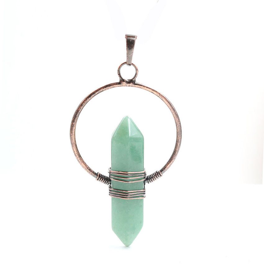 Natural Stone Hexagonal Prism Healing Point Reiki Natural Gem Quartz Necklace Pendants Jewelry