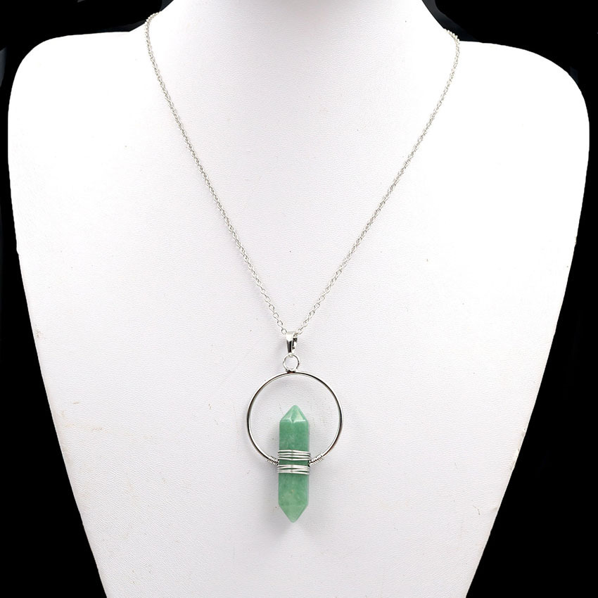 Natural Stone Hexagonal Prism Healing Point Reiki Natural Gem Quartz Necklace Pendants Jewelry