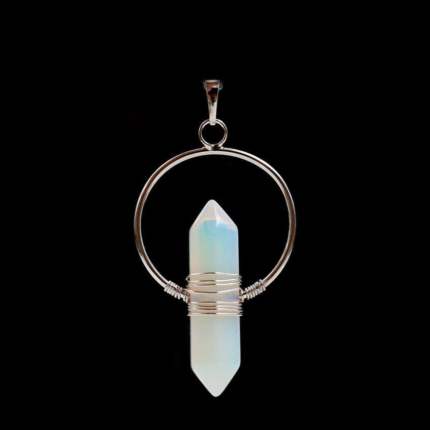 Natural Stone Hexagonal Prism Healing Point Reiki Natural Gem Quartz Necklace Pendants Jewelry