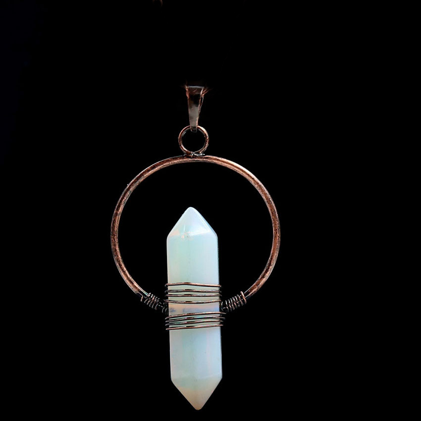 Natural Stone Hexagonal Prism Healing Point Reiki Natural Gem Quartz Necklace Pendants Jewelry