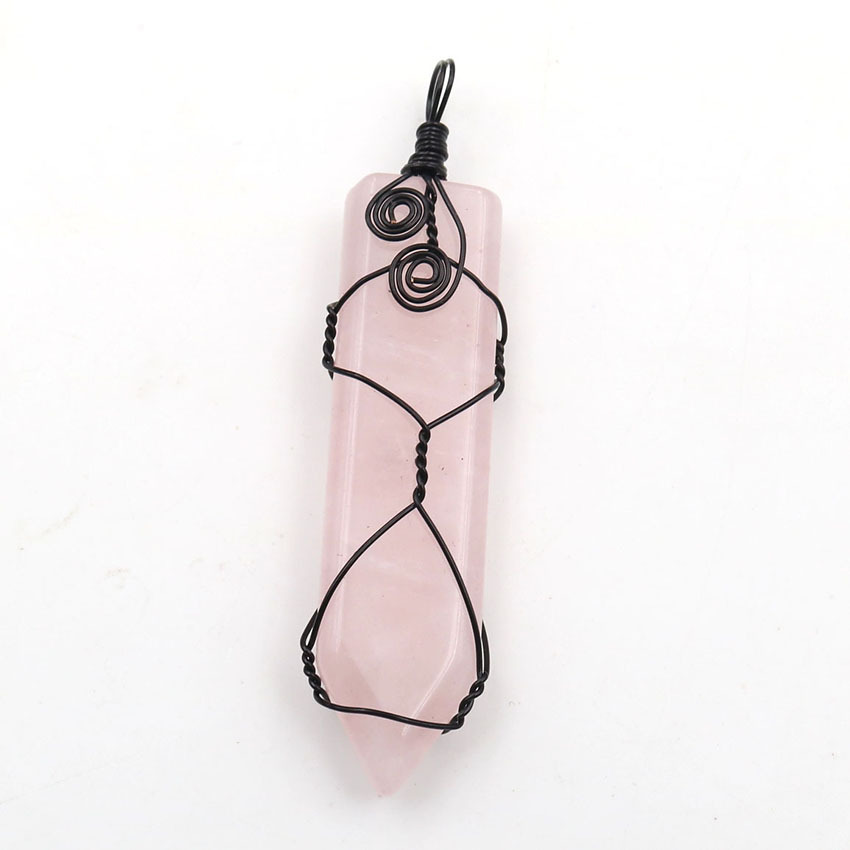 Natural Stone Arrow Head Pendant Necklace for women Men Wire Wrapped Crystal Point Amulet Stone Jewelry for Healing