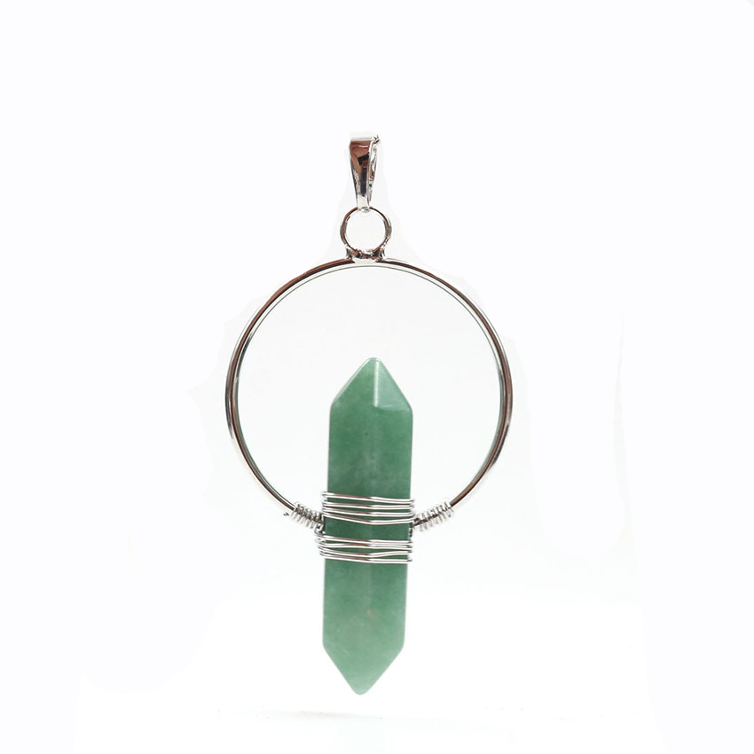 Natural Stone Hexagonal Prism Healing Point Reiki Natural Gem Quartz Necklace Pendants Jewelry