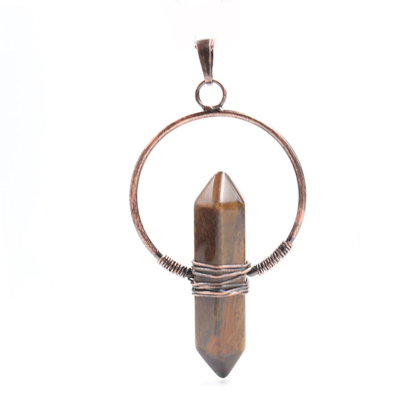 Natural Stone Hexagonal Prism Healing Point Reiki Natural Gem Quartz Necklace Pendants Jewelry