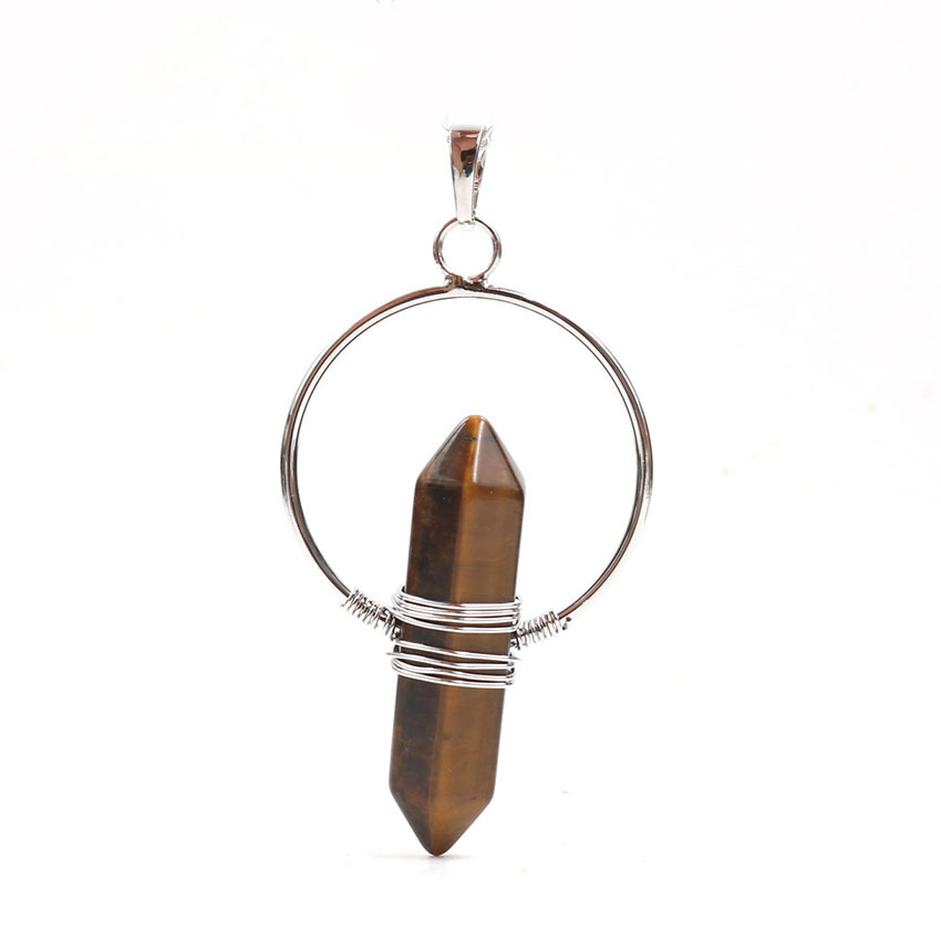 Natural Stone Hexagonal Prism Healing Point Reiki Natural Gem Quartz Necklace Pendants Jewelry