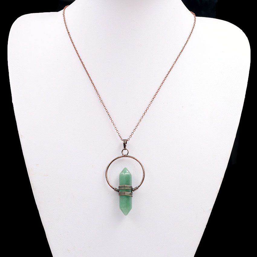 Natural Stone Hexagonal Prism Healing Point Reiki Natural Gem Quartz Necklace Pendants Jewelry