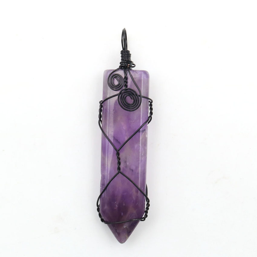 Natural Stone Arrow Head Pendant Necklace for women Men Wire Wrapped Crystal Point Amulet Stone Jewelry for Healing