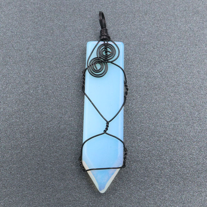 Natural Stone Arrow Head Pendant Necklace for women Men Wire Wrapped Crystal Point Amulet Stone Jewelry for Healing