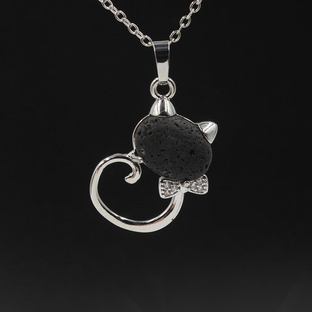 Natural Stone Cute Sweet Cat Pendant Necklace Chakra Cure Quartz Crystal Hello Kitte Cats Jewelry Birthday Gifts for Her/Mum/Wife/Bestfriend