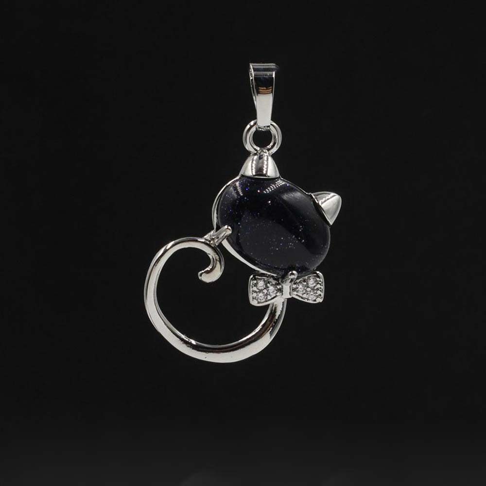 Natural Stone Cute Sweet Cat Pendant Necklace Chakra Cure Quartz Crystal Hello Kitte Cats Jewelry Birthday Gifts for Her/Mum/Wife/Bestfriend