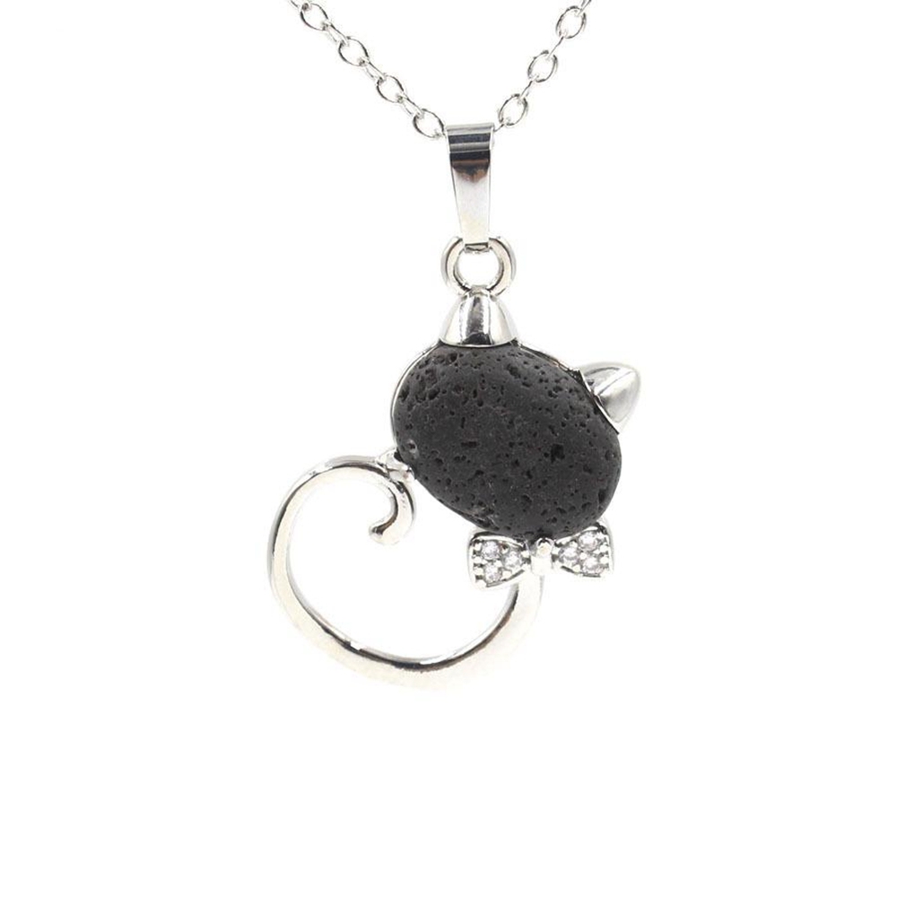 Natural Stone Cute Sweet Cat Pendant Necklace Chakra Cure Quartz Crystal Hello Kitte Cats Jewelry Birthday Gifts for Her/Mum/Wife/Bestfriend